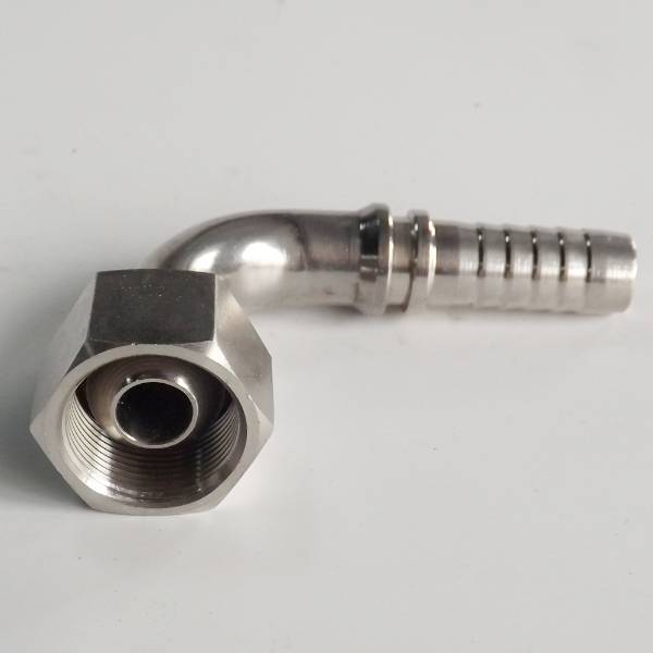 QLA-001 female multiseal fitting with nut on gray background