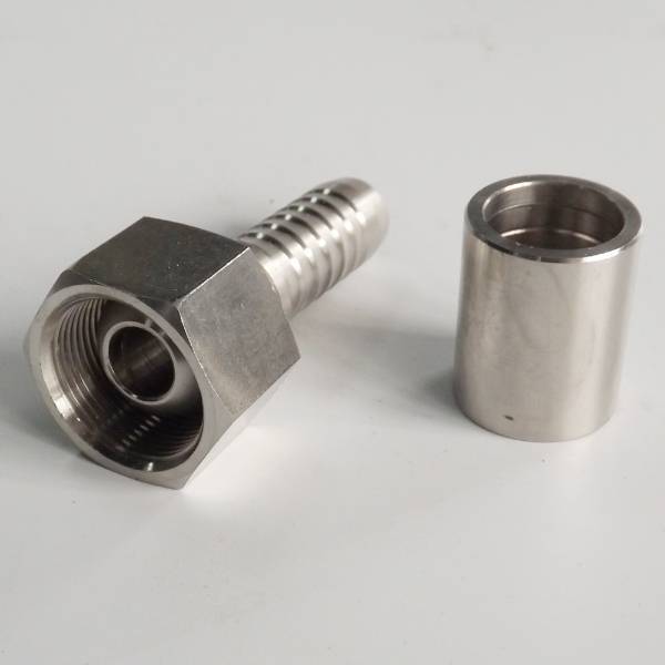 QLA-003 female multiseal fitting with nut and ferrule on gray background