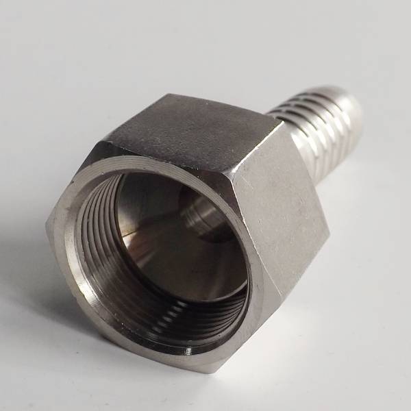 QLA-005 hydraulic cone flared fitting and nut on gray background