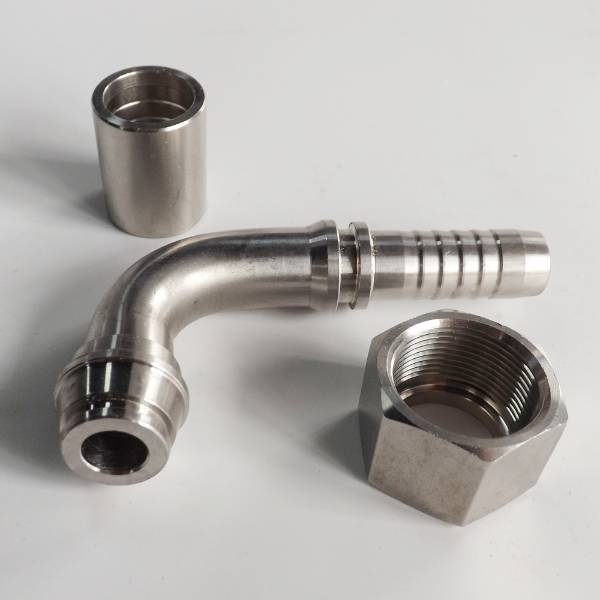 QLA-005 O-ring metric 24 degree cone, nut and ferrule on the gray background